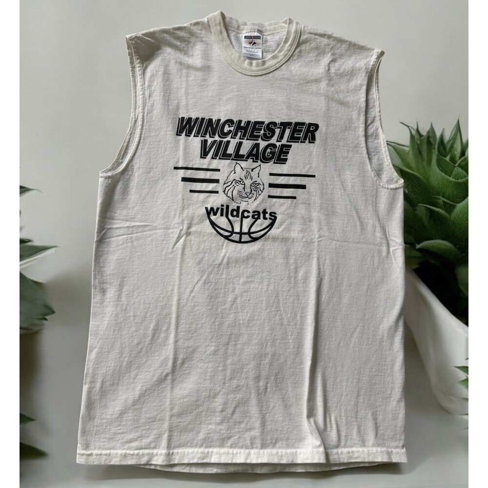 VTG Winchester  village Wildcats Shirt Adult L Jerzees Sleeveless 90s Mexico